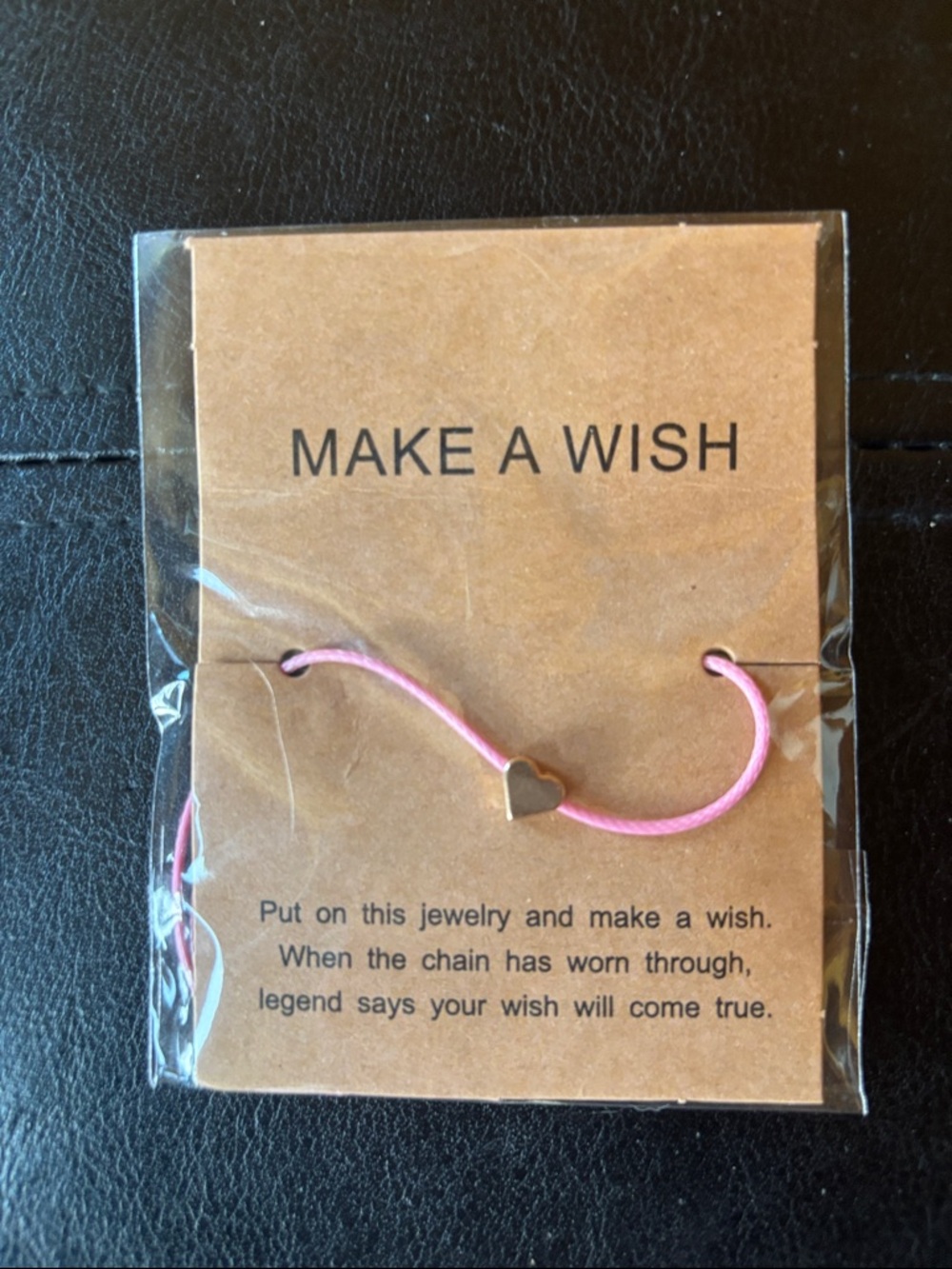 Make a Wish Pink Heart Cord Bracelet - Picture 1 of 2